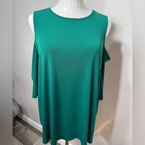 Worthington Emerald Green Cold Shoulder Blouse Size Large